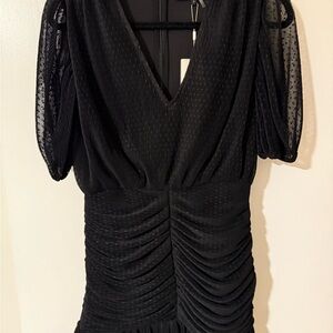 Endless Rose Elegant Black Ruched Dress